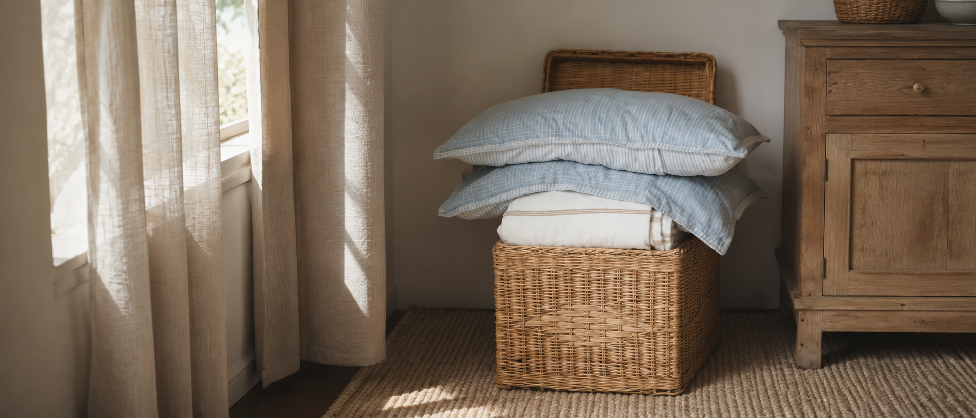 Soft textile details and layered home fabrics